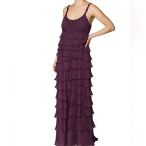 Ignite evening gown Floor length Maxi Tiered Beaded straps Purple Women’s Size 6